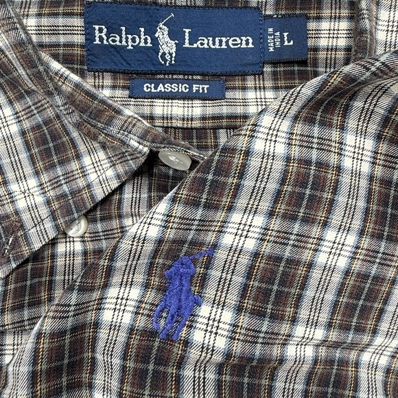 Ralph Lauren Other - Vintage Ralph Lauren Shirt Mens Large Plaid Button Up Classic Pony Brown